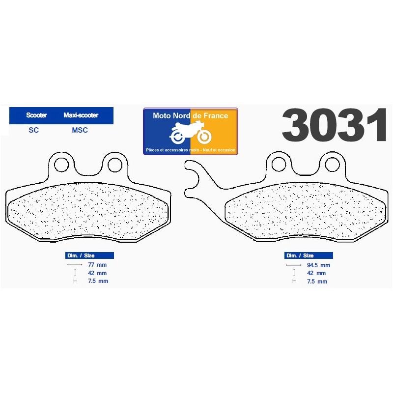 Jeu de plaquettes type 3031 SC Jeu de plaquettes type 3031 SC
