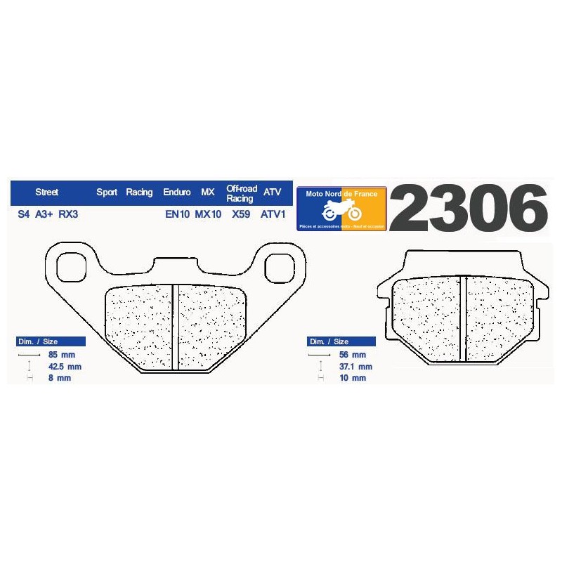 Set of pads type 2306 RX3 Set of pads type 2306 RX3