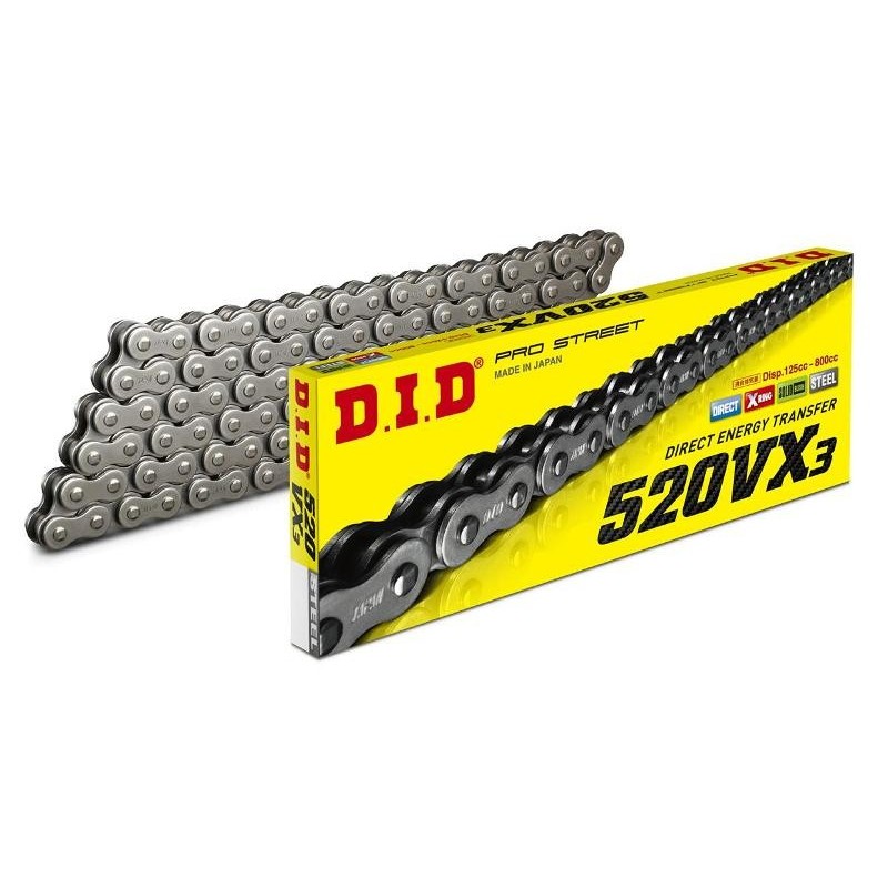 Chaine DID pas de 520 type VX3 X-Ring semi-pressée Chaine DID pas de 520 type VX3 X-Ring semi-pressée