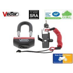Antivol bloque-disque VECTOR Minimax+ SRA avec support moto