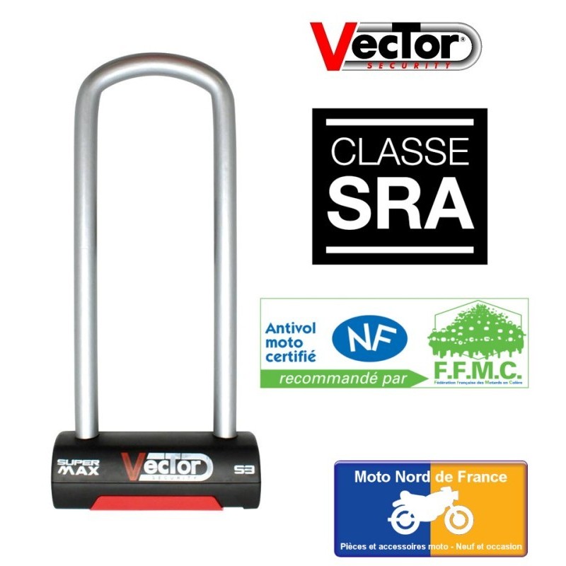 Antivol U VECTOR Super Max S3 - SRA - 85x270 mm intérieur