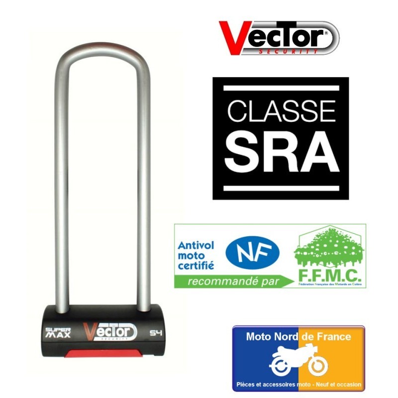 Antivol U VECTOR Super Max S4 - SRA - 85x310 mm intérieur
