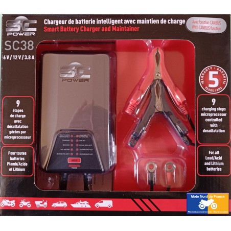 Chargeur de batterie SCpower SC38 plomb/lithium 6/12V 0.8-3.8A
