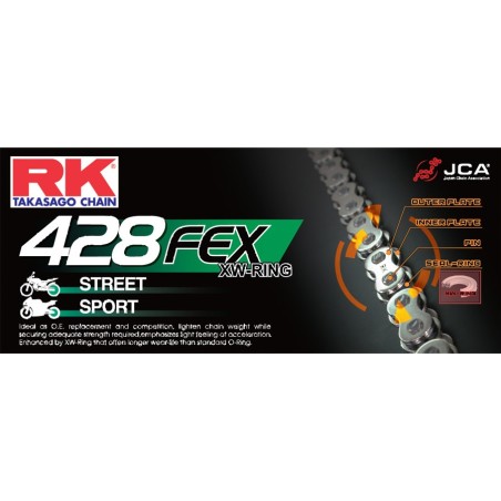 Chaîne RK pas de 428 type FEX XW'ring super-renforcée