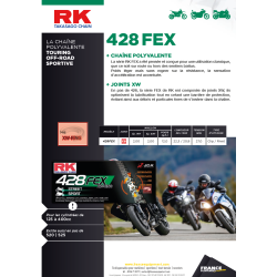 Chaîne RK pas de 428 type FEX XW'ring super-renforcée + attache rapide