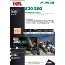 Chaine RK pas de 520 type XSO RX'ring super-renforcée +attache à river