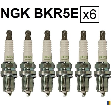 Lot de 6 bougies d'allumage NGK type BKR5E