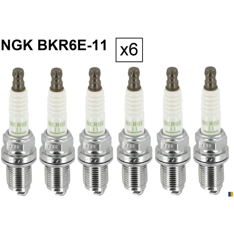 Lot de 6 bougies d'allumage NGK type BKR6E-11