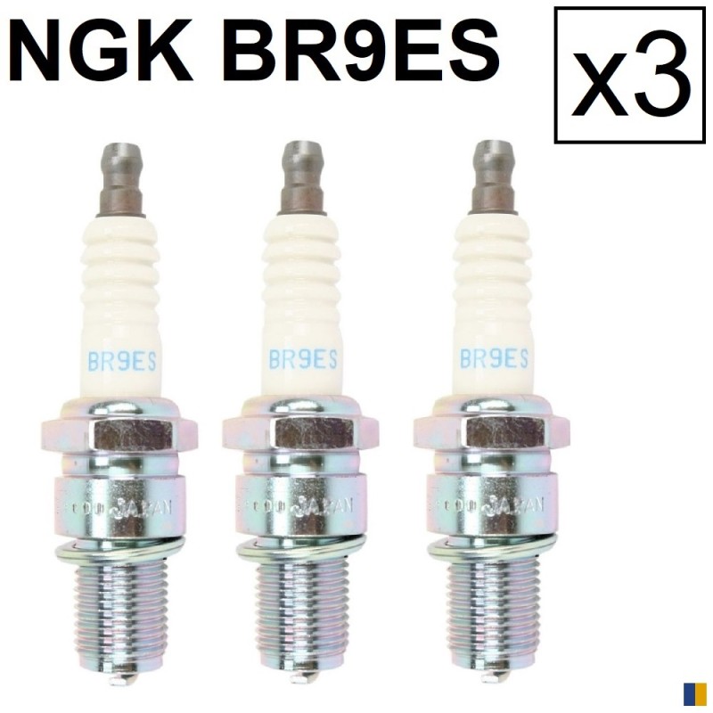 Lot de 3 bougies d'allumage NGK type BR9ES Lot de 3 bougies d'allumage NGK type BR9ES