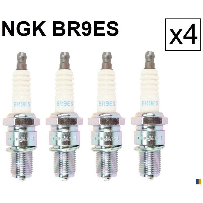 Lot de 4 bougies d'allumage NGK type BR9ES Lot de 4 bougies d'allumage NGK type BR9ES