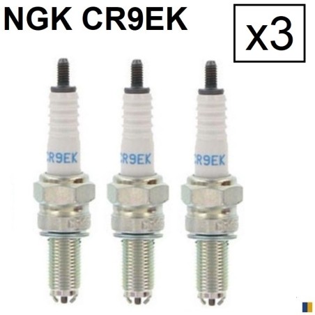 Lot de 3 bougies d'allumage NGK type CR9EK