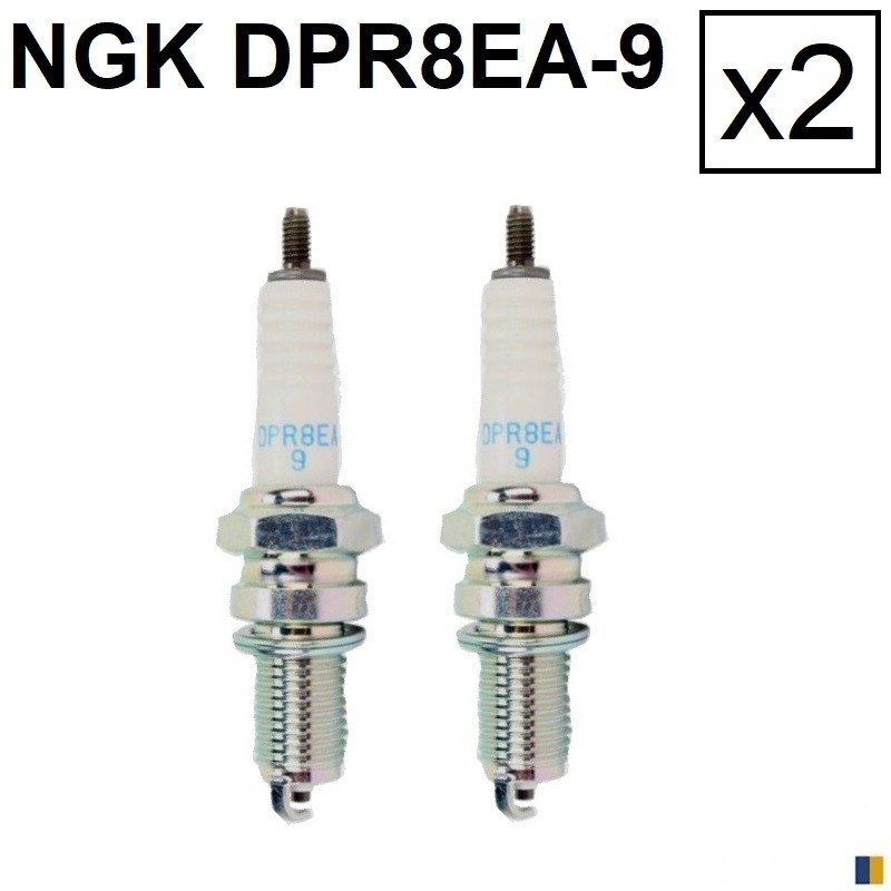 Lot de 2 bougies d'allumage NGK type DPR8EA-9 Lot de 2 bougies d'allumage NGK type DPR8EA-9