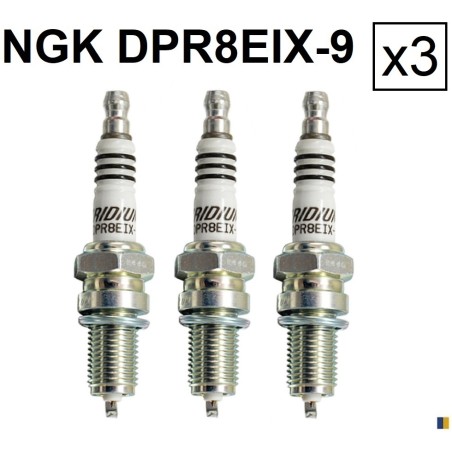Lot de 3 bougies d'allumage NGK iridium type DPR8EIX-9