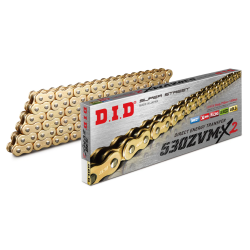 Chaine DID pas de 530 type ZVM-X2 X-Ring Or/Or + attache à river
