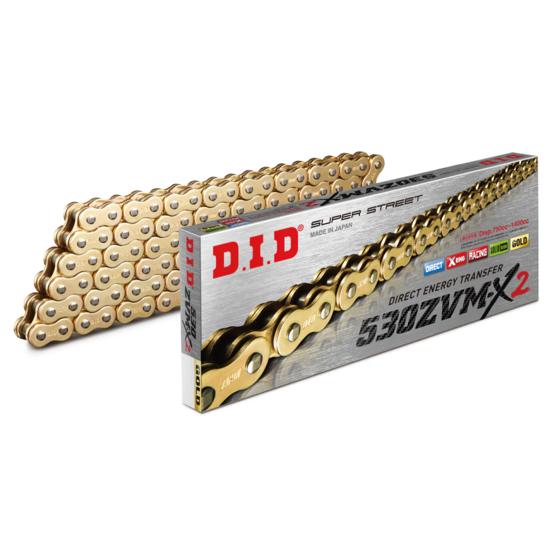 Chaine DID pas de 530 type ZVM-X2 X-Ring Or/Or + attache à river Chaine DID pas de 530 type ZVM-X2 X-Ring Or/Or + attache à river