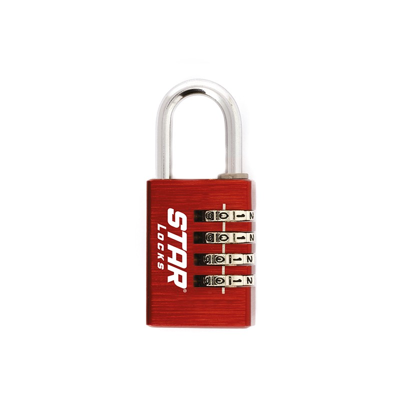 Star Locks Combination Padlock - 4 Digits - 26x78 mm - Red