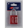 Star Locks Combination Padlock - 4 Digits - 26x78 mm - Red