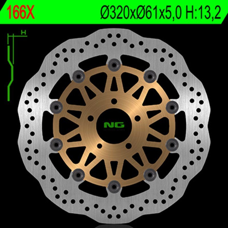 Disco freno flottante ondulato NG BRAKES - ref 166X