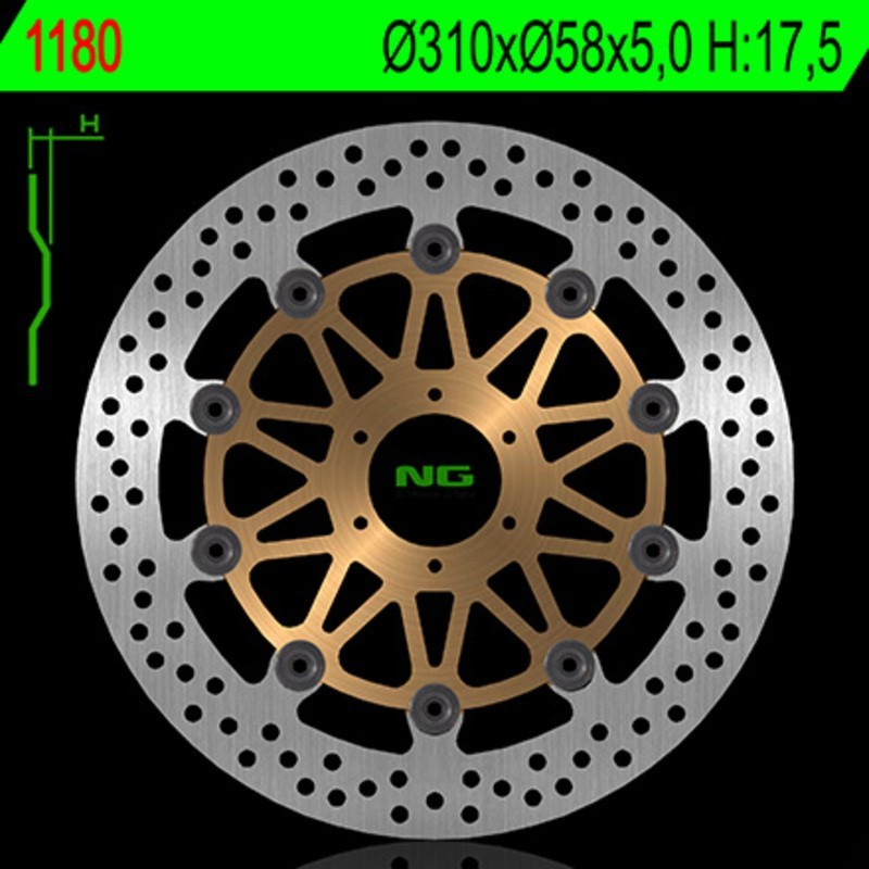 NG BRAKES okrągła pływająca tarcza hamulcowa - ref 1180