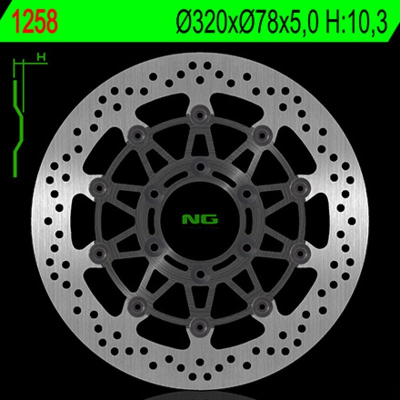 NG BRAKES okrągła pływająca tarcza hamulcowa - ref 1258