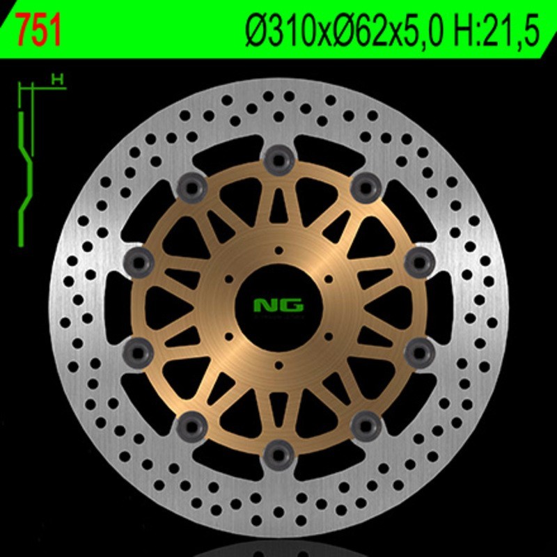 Disque de frein NG BRAKES rond flottant - ref 751