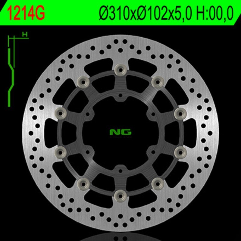 NG BRAKES okrągła pływająca tarcza hamulcowa (środek aluminiowy) - ref 1214G