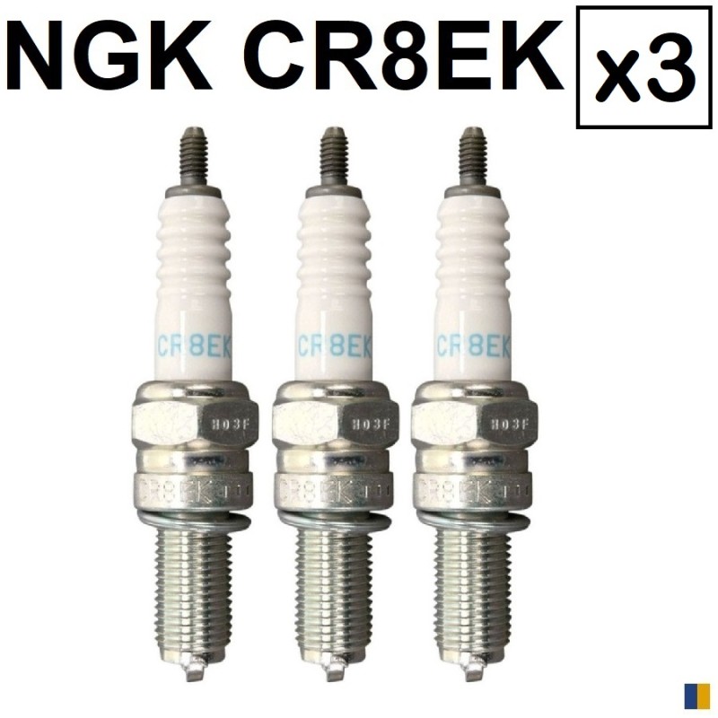 3 bougies NGK CR8EK pour Triumph 1050 Speed Triple 2005-2010 3 bougies NGK CR8EK pour Triumph 1050 Speed Triple 2005-2010